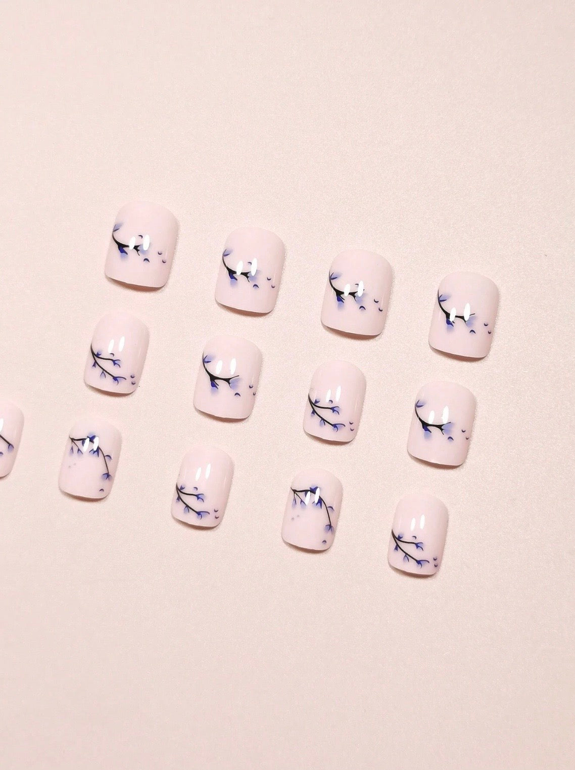Blue Blossom Nails