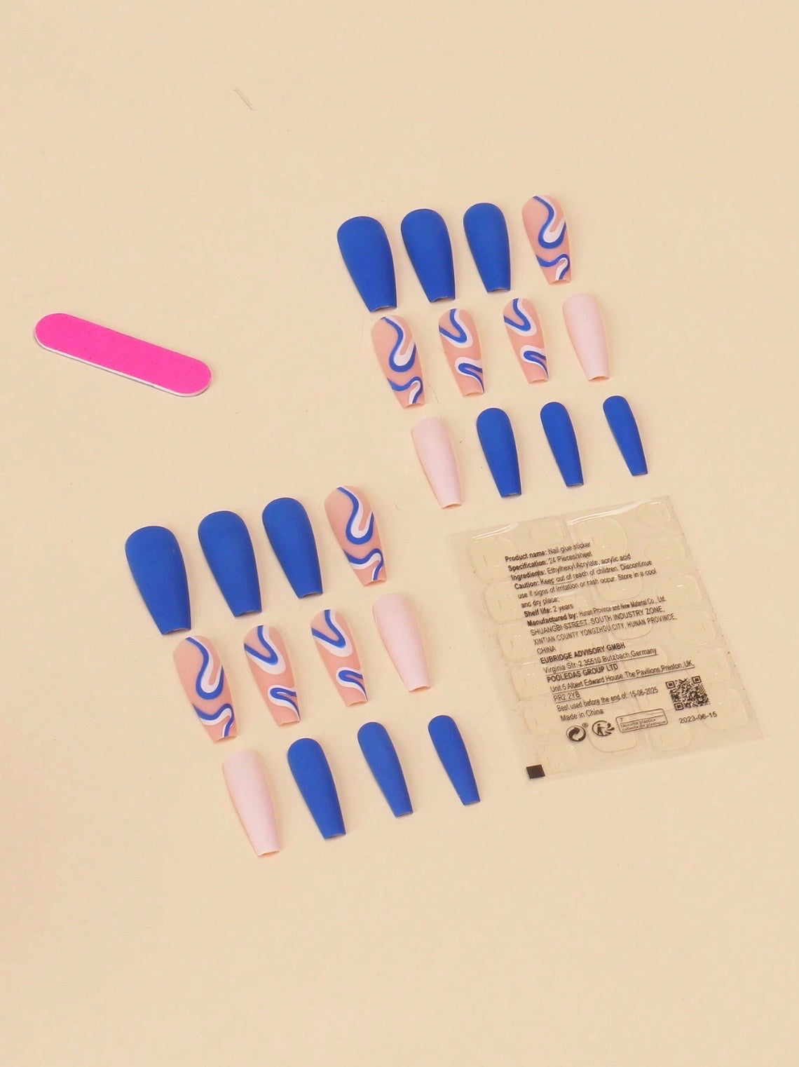 White & Blue Waves Nails