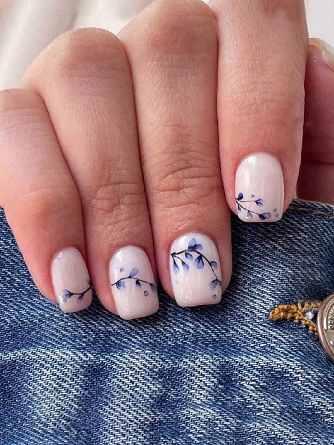 Blue Blossom Nails