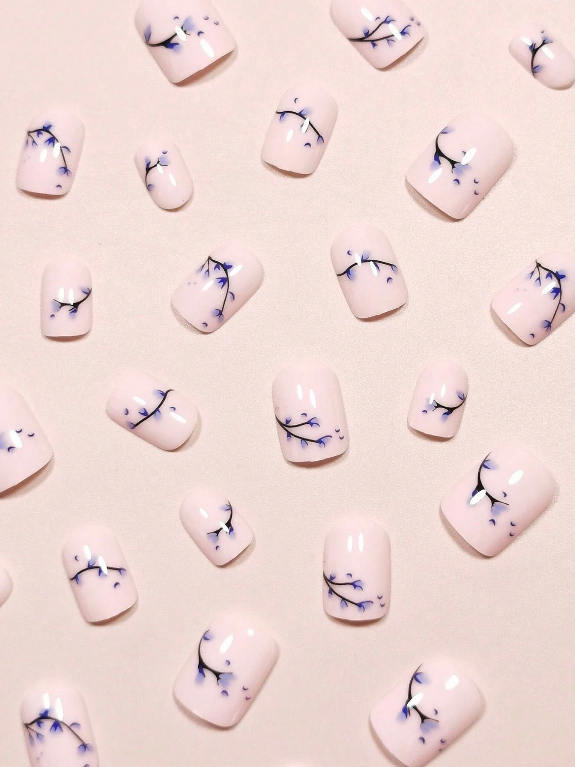 Blue Blossom Nails