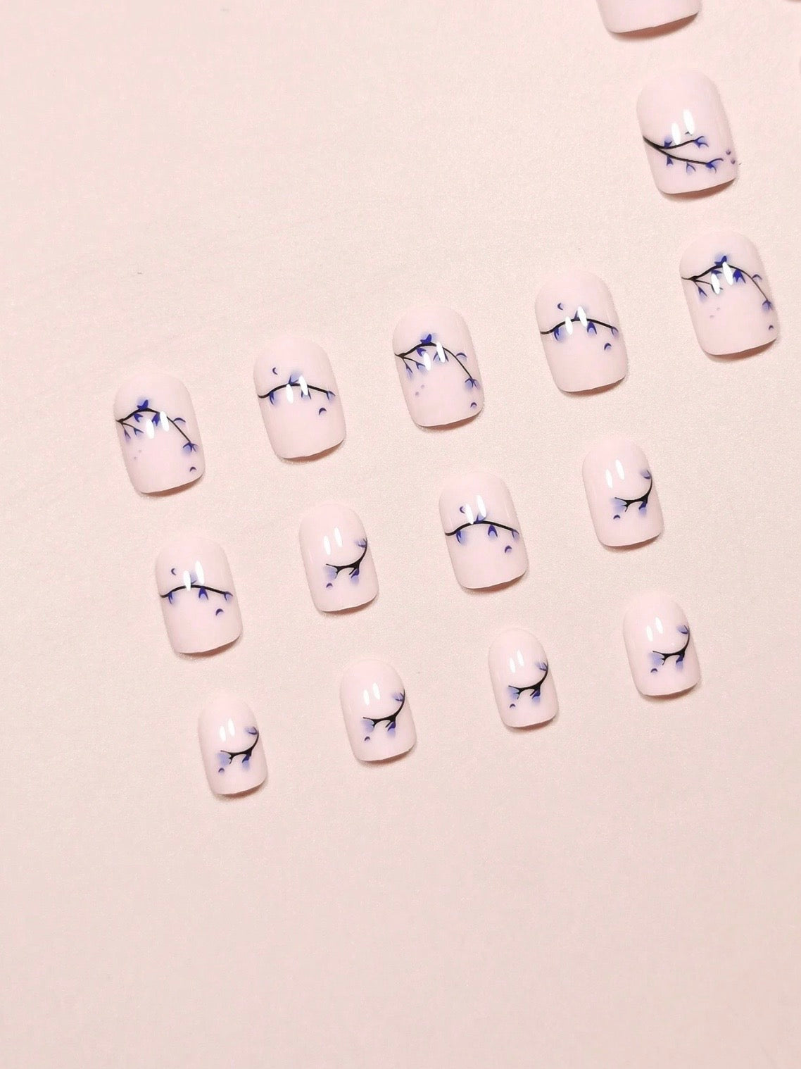 Blue Blossom Nails